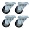 Bk Resources 3-inch Plate Casters, Gray Rubber Wheels, Top Lock Brake, 250lb Capacity, 4PK 3SBR-1PT-GR-PS4 - alternate 3